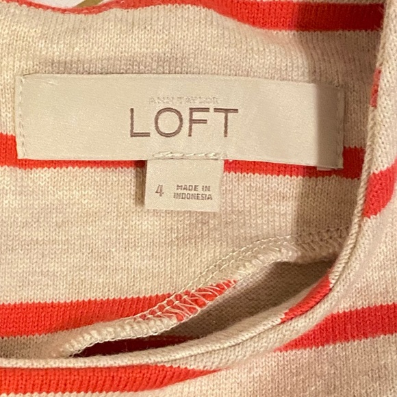 Ann Taylor LOFT- Beige with Red Stripes Casual A-Line Dress - Picture 9 of 9